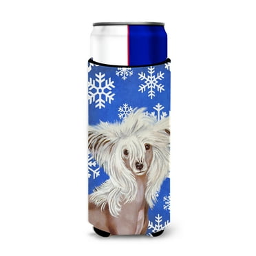 Chinese Crested Winter Snowflakes Holiday Ultra Hugger for slim cans