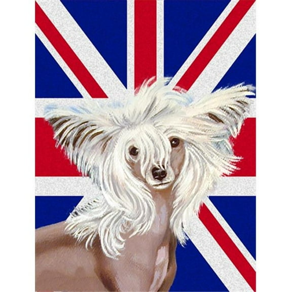 Chinese Crested With English Union Jack British Flag Flag Garden Size