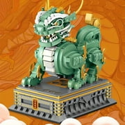 Chinese Culture Jade Seal Unicorn Mascot Mini Building Blocks