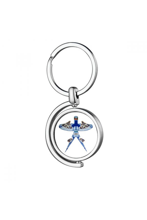 Chinese Culture Kite Traditional Pattern Rotating Keychain Metal Keyring Holder