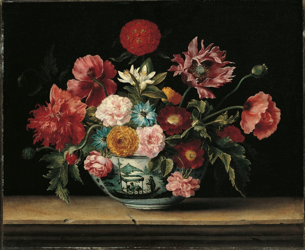 Chinese Cup With Flowers Canvas Art -  (24 x 18)