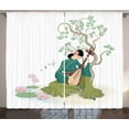 thumbnail image 1 of Ambesonne Chinese Curtains 2 Panel Set, Woman Music Instrument, 108" x 108", Multicolor, 1 of 3