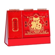 Chinese Desk Calendar 2027, January To December, 2027 Year Of The Sheep Standing Desktop Red Table Chinese Monthly Calendar Planner, for Home, Office, Cabinets, Bookshelves, Gifts