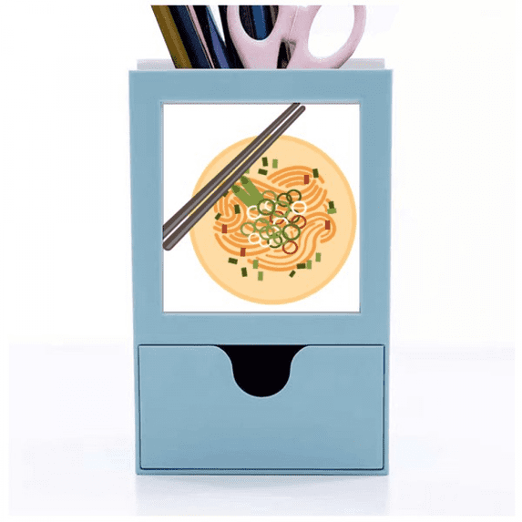 Chinese Dish Noodle Delicious Food Pattern Desk Supplies Organizer Pen Holder Card