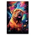 thumbnail image 1 of Chinese Dog Canvas Wall Art for Living Room, Funny Bathroom Wall Decor, Colorful Animal Painting Gift for Kid Teen Men, 1 of 4