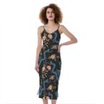 thumbnail image 1 of Chinese Dragon And Flower Pattern Print Slim Fit Midi Cami Dress, Dragons Fashion Summer Maxi Sexy Casual Dress For Women, 1 of 4