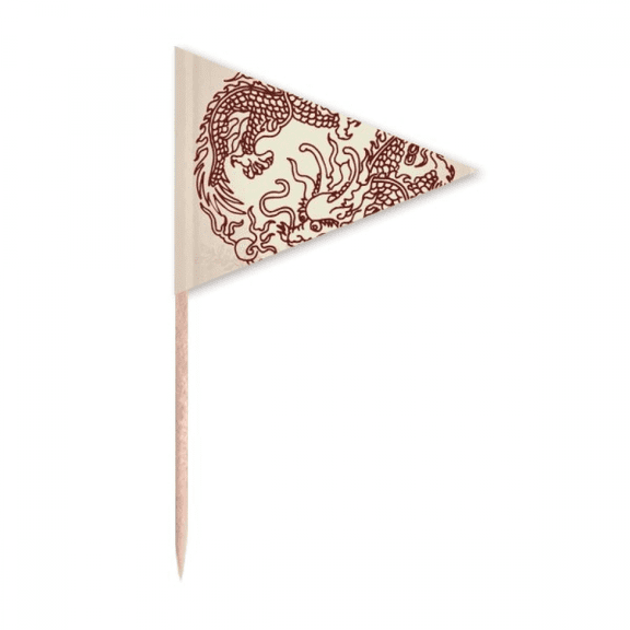 Chinese Dragon Animal Portrait Toothpick Triangle Cupcake Toppers Flag