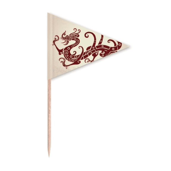 Chinese Dragon Animal Portrait Toothpick Triangle Cupcake Toppers Flag