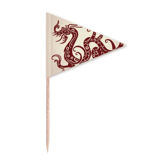 Chinese Dragon Animal Portrait Toothpick Triangle Cupcake Toppers Flag