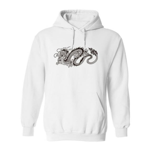 Chinese Dragon B/w Hoodie Men -Image by Shutterstock, Male Medium