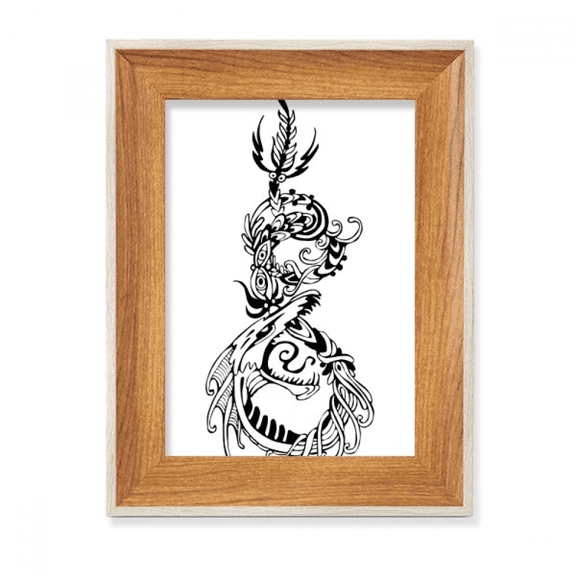 Chinese Dragon Bird Animal Desktop Wooden Photo Frame Display Picture Art Painting Multiple Sets