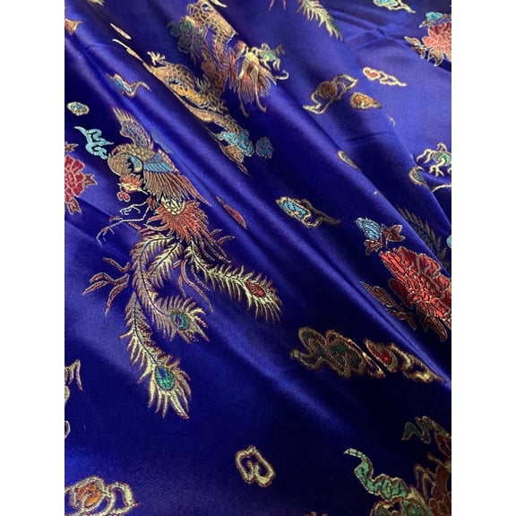 Burlap Fabrics Chinese Dragon Brocade Fabric Royal - 44 to 45 Inch Wide Metallic Sheen Sold by the Yard