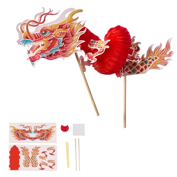 Chinese Dragon Dance Craft Set for Kids and Teens Fun 3D Paper Puppets Dragon Dance Assembly Toy Supplies