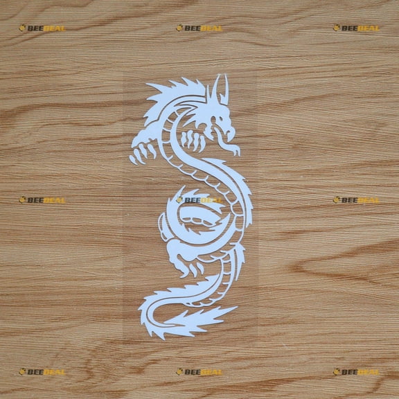 Chinese Dragon East Asian Dragon Sticker Decal Vinyl - White 6" - For Car Boat Laptop Cup No Background Die-cut 0213a5