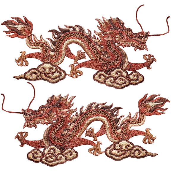 Chinese Dragon Embroidery Patch Dragon Cloud Design Sew On Applique For Clothing Backpack Decor, DIY Craft Sewing