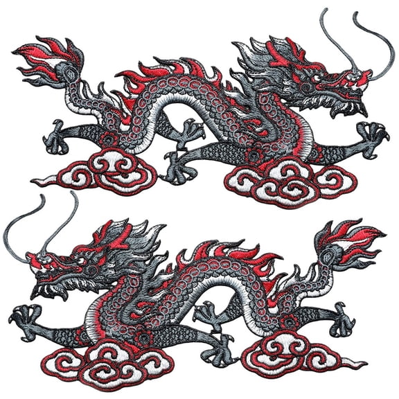 Chinese Dragon Embroidery Patch Dragon Cloud Design Sew On Applique For Clothing Backpack Decor, DIY Craft Sewing