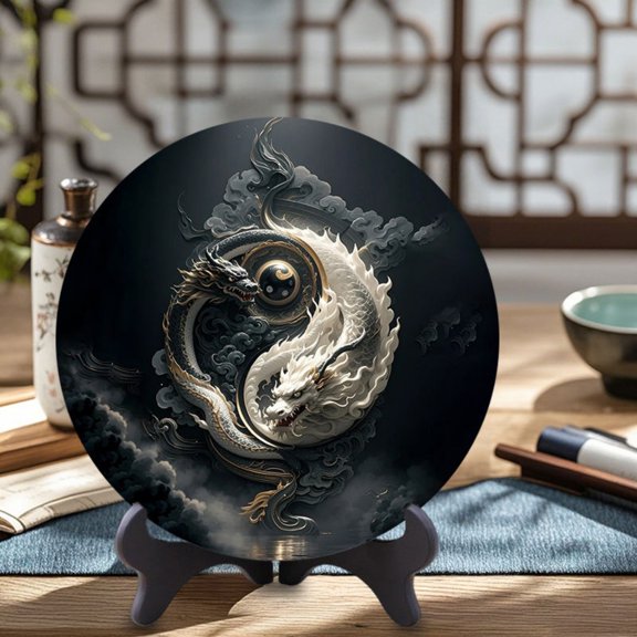 Chinese Dragon Feng Shui Display Frame Home Decoration for Entryway Living Room Tabletop 20CM
