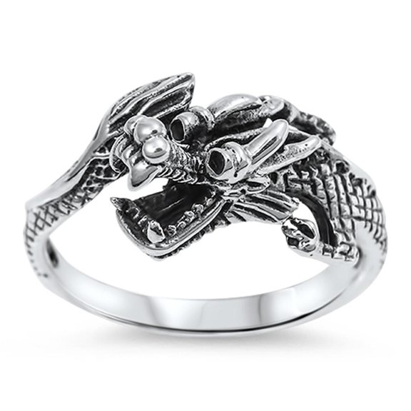 Chinese Dragon Good Luck Ring .925 Sterling Silver Band Jewelry Female Male Unisex Size 13