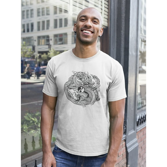 Chinese Dragon Holding Yin Yang T-Shirt Men -Image by Shutterstock, Male XX-Large