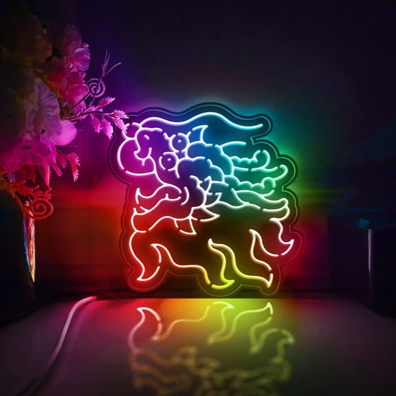 Chinese Dragon Led Light Box, Dimmable Neon-Like Light Signs USB Power for Wall Decor Bedroom Decoration, Color Flow Effect (WxH) 16"x16"