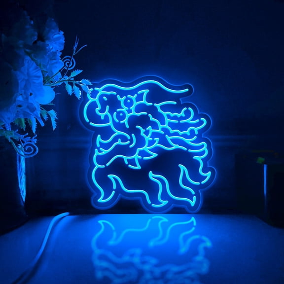 Chinese Dragon Led Light Box, Dimmable Neon-Like Light Signs USB Power for Wall Decor Bedroom Decoration, RGB Light (WxH) 6"x6"