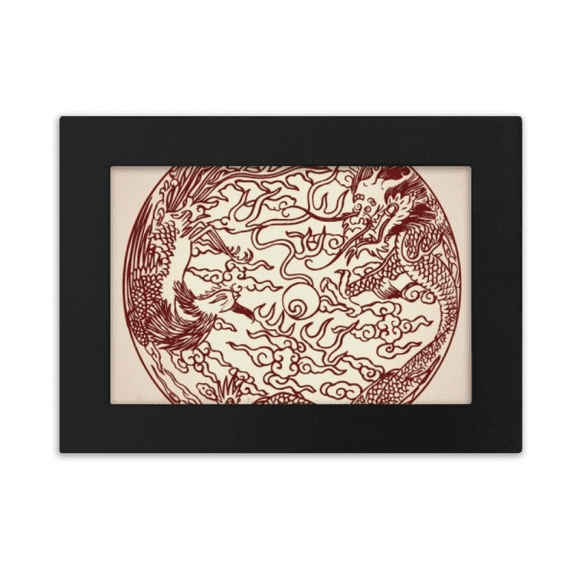 Chinese Dragon Phoenix Fly Animal Portrait Desktop Photo Frame Ornaments Picture Art Painting