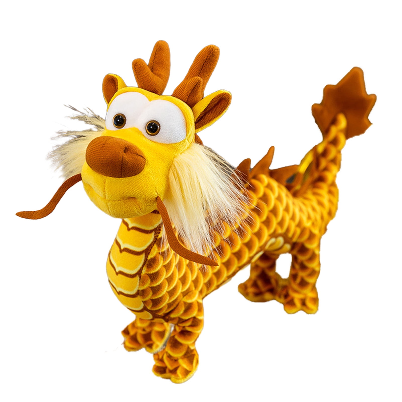 Chinese Dragon Plush Doll Clear Scales Print Standing Cute Spring