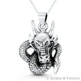 thumbnail image 1 of Chinese Dragon Shenlong Feng Shui Good Luck Charm 37x27mm (1.5x1.1in) Pendant in Oxidized .925 Sterling Silver, 1 of 1