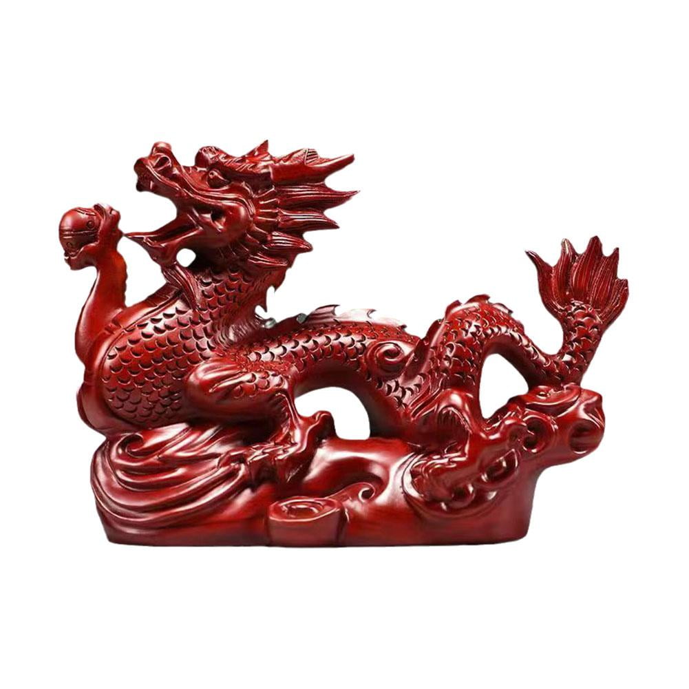 Chinese Dragon Statue 2024 Chinese Zodiac Wood Dragon Figurine Mini