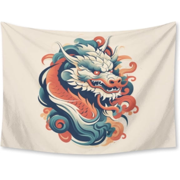 Chinese Dragon Vintage Tapestry for Bedroom Wall Hanging Decor for Dorm Living Room College, 30" X 40" Indoor Outdoor