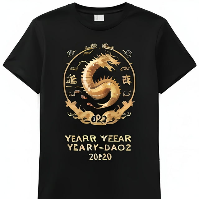 Chinese Dragon Year of the Dragon T-Shirt Design 2024 Golden Text ...