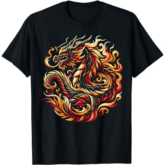 Chinese Dragon Zodiac Tribal Flames Fire Year Of The Dragon T-Shirt