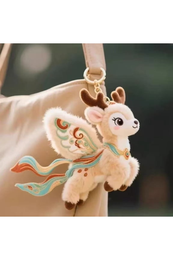 Chinese Dunhuang Style Embroidery Cloud Ribbon Doll Keychain, Soft Cute Bag Ornament & Pendant Accessory