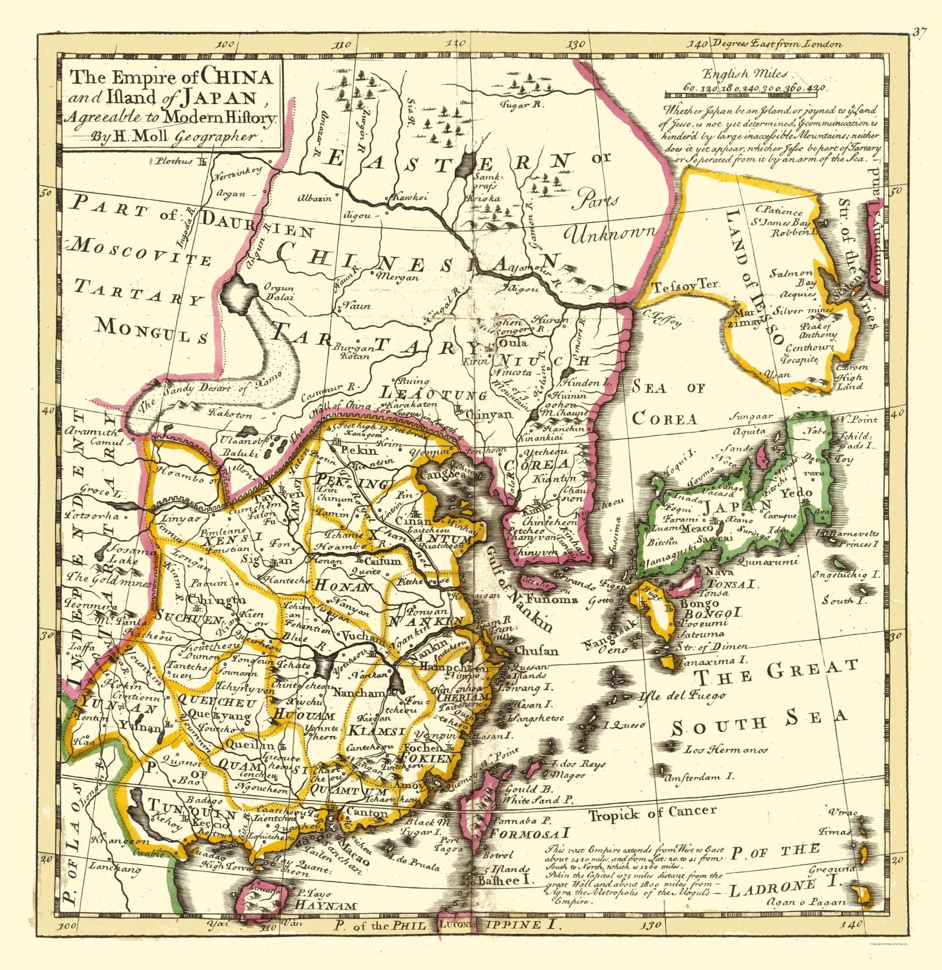 Historic Map - Chinese Empire Japan - Greenleaf 1848 - 27.61 Historic Map - Chinese Empire Japan - Greenleaf 1848 - 27.61