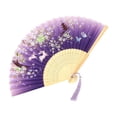 thumbnail image 1 of Chinese Fans Folding Fan, 8 in Bamboo Frame, Purple Gradient, Cherry Blossom Rabbit Print, Folding Fans Handheld, Summer Cooling, Wedding Accessory, 1 Pc, 1 of 8