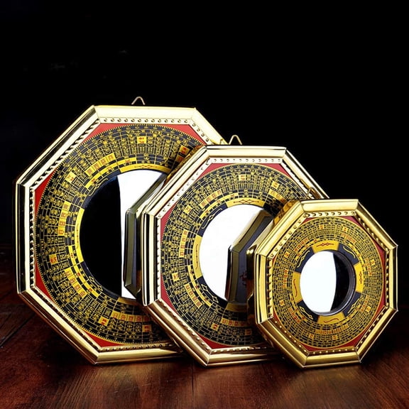 Chinese Feng Shui Convex Bagua Mirror Wood Fengshui ba gua Mirrors (Middle)