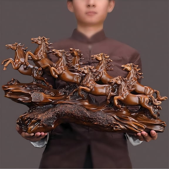 Lumiartisan Feng Shui Horse Statue 14.17" L, 8 Running Figurines for Office Desk