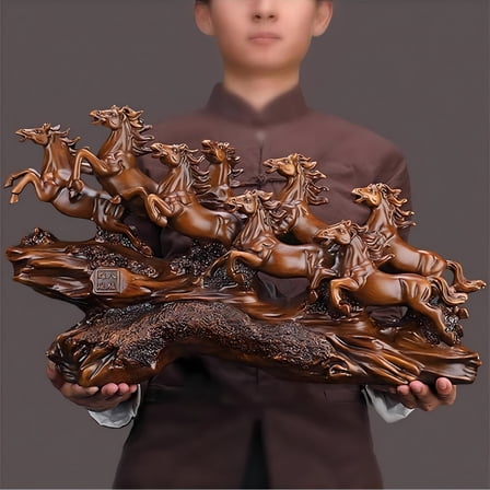 Asian Inspired Feng Shui 14.17 inch Tall Good Luck Gift Running Horse Resin Figurine