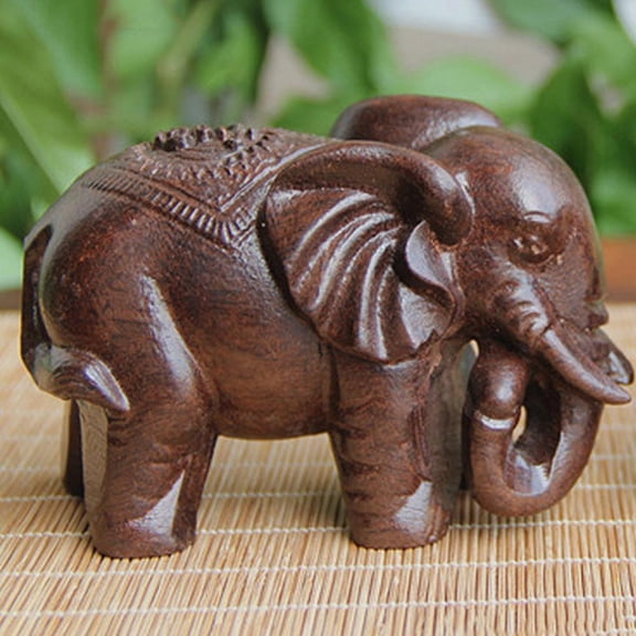 Chinese Fengshui Wooden Elephant Statue Figurine Ornament Decor hot. Craft B4U8