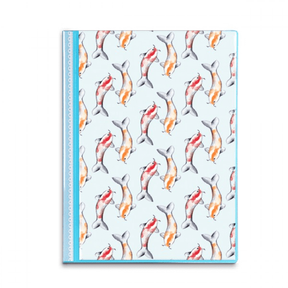 Chinese Fish Pattern Pair Tradition Book Sheet Protectors Portfolio Binder Folder