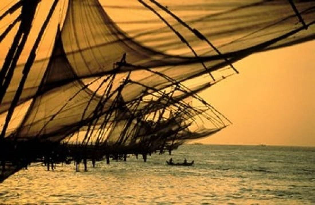 Chinese Fishing Nets Kerala India Canvas Art - Nik Wheeler DanitaDelimont (36 x 24)