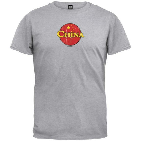 Chinese Flag Logo Grey Adult T-Shirt - Large