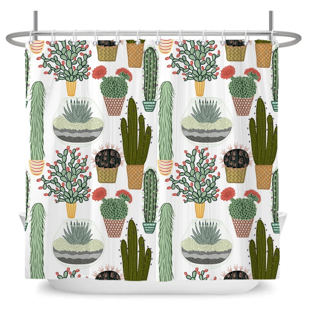 Chinese Flower Shower Curtains Set Printing Waterproof Polyester Leaves ...