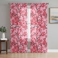thumbnail image 1 of Chinese Flowers Sheer Curtains 96 Inch Length 2 Panels Set Window Treatments, Spring Pink Peach Blossoms Floral Rod Pocket Semi Curtains for Living Room/Bedroom/Kitchen Décor, 104"W x 96"L, 1 of 7
