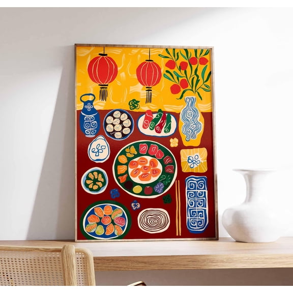 Chinese Food Asian Print Oriental Dinner Table Kitchen Decor Unframed Paper Print