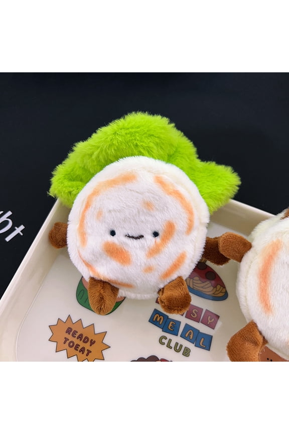 Chinese Food Plush Toy Keychain Cartoon Pancake Rougamo Soft Stuffed Doll Pendant Car Key Ring Backpack Bag Decor Kid Gift