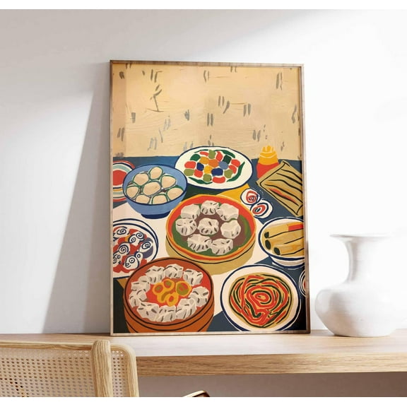 Chinese Food Poster, Asian Food Print, Oriental Decor, Dinner Table Food Print, Kitchen Decor, Food Poster, Asian Gift Wall Art, Modern Wall Decor, 8x12 UNFRAMED