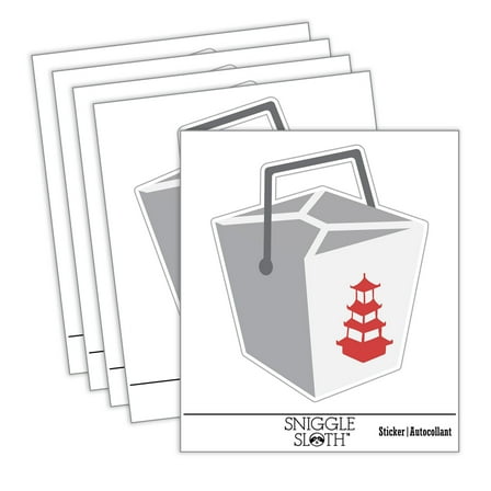 Chinese Food Take Out Box Closed Car Window Bumper Water Bottle Phone Tablet Laptop Waterproof Vinyl Decal Sticker Set 5-Pack - Gloss Finish - 2.0"