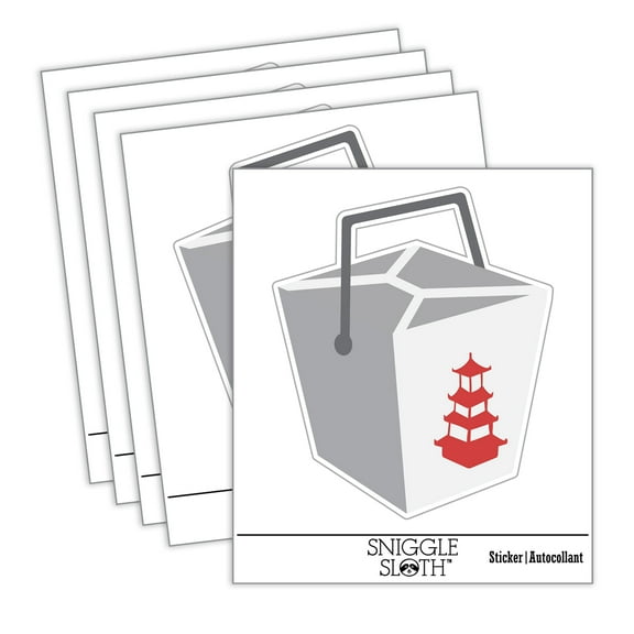 Chinese Food Take Out Box Closed Car Window Bumper Water Bottle Phone Tablet Laptop Waterproof Vinyl Decal Sticker Set 5-Pack - Gloss Finish - 2.0"