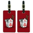 thumbnail image 1 of Chinese Food Takeout Box with Chopsticks Luggage ID Tags Suitcase Carry-On Cards - Set of 2, 1 of 3